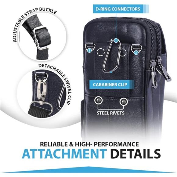 Leather Vertical Men Cell Phone Holster Wallet Case with Belt Clip Loop Travel - Picture 4 of 7